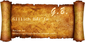 Gillich Béla névjegykártya